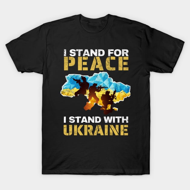 I Stand For Peace I Stand With Ukraine Simple Grunge Design T-Shirt by FETTLE FREAK